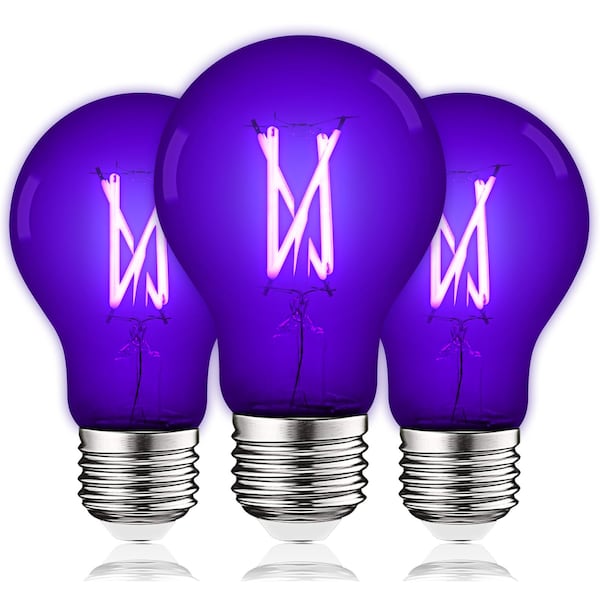 Luxrite A19 LED Edison Black Light Bulb 6W UVA397-407nm Enclosed Fixture Rated E26 Base, 3PK LR21729-3PK - main